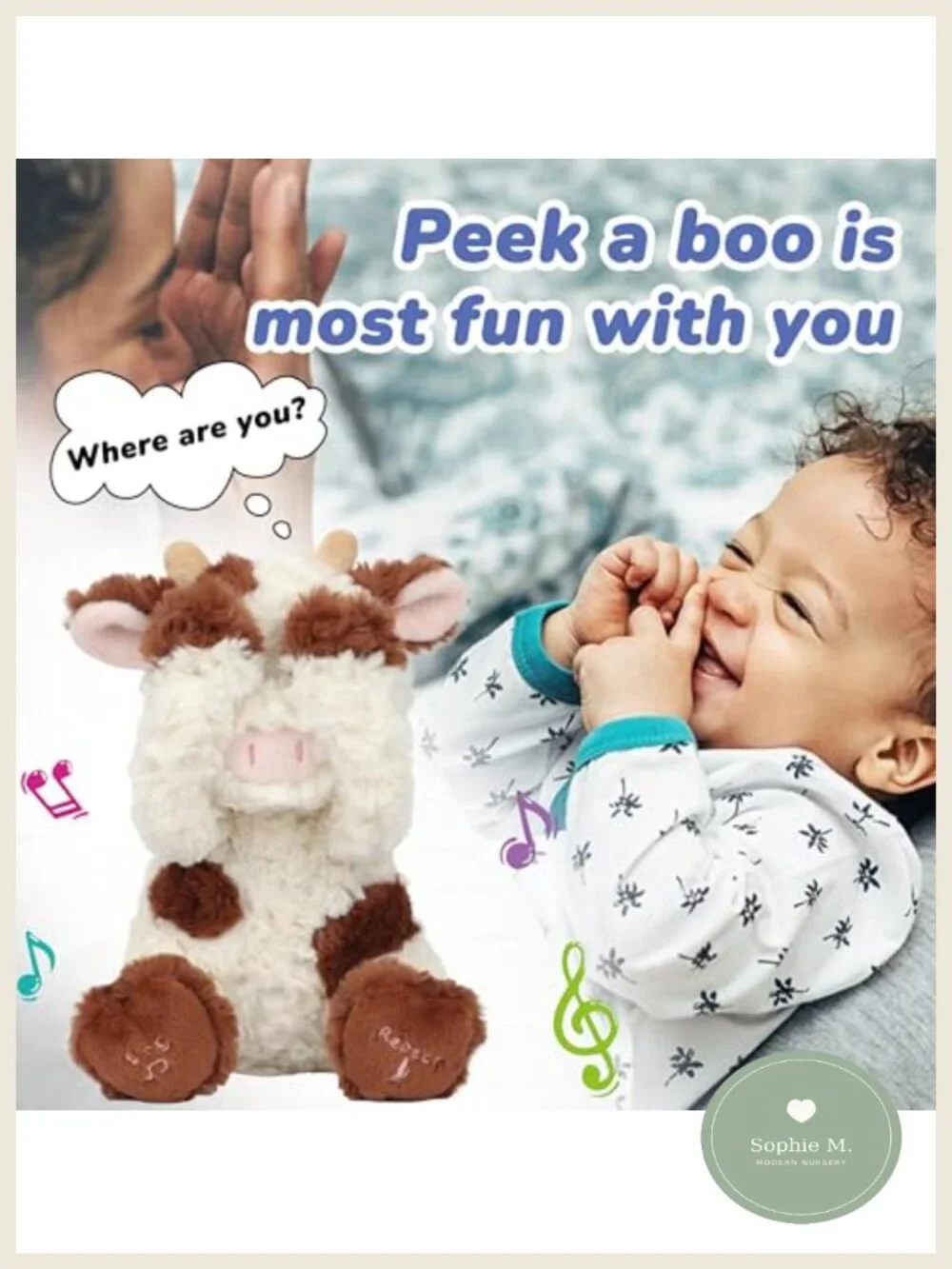 Interactive Cow Plush Toy Repeats What You Say Singing Stuffed Animal